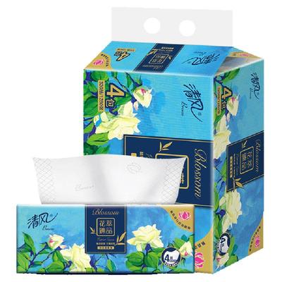 清风花萃臻品系列4层抽纸80抽