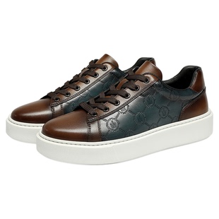 CROWN/皇冠牛皮革经典百搭简约舒适休闲皮鞋板鞋户外运动鞋男鞋