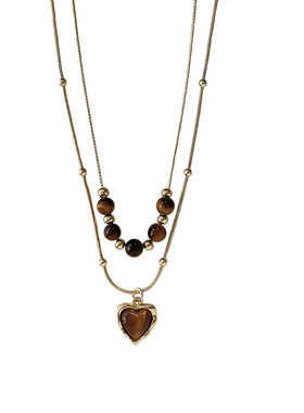 复古轻奢虎眼石串珠项链女