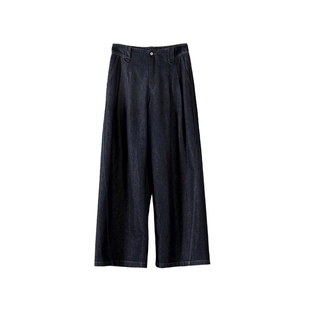 AS直筒牛仔裤女26春季新款宽松打褶高腰棉质长裤休闲百搭不挑人