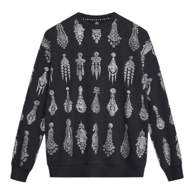 TCH潮牌个性烫钻耳钉套头卫衣女2024秋冬新款宽松圆领衫上衣男士