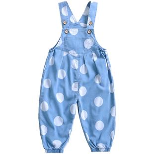 宝宝背带裤夏季薄款开裆冰丝软牛仔一岁男童裤子小童女婴儿防蚊裤