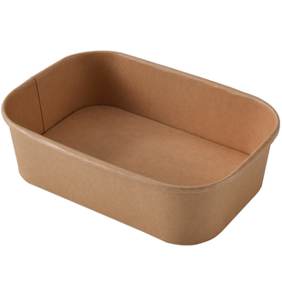 上海商吉野餐盒子一次性露营郊游便当餐盒牛皮纸打包盒方形纸碗
