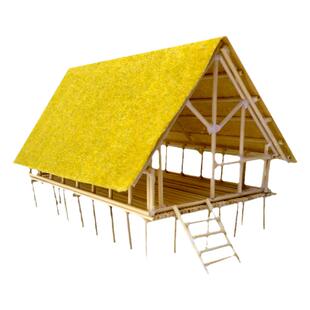 diy手工模型制作材料木冰糕棍冰棒棍条河姆渡人干杆栏式房屋建筑