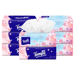 Tempo得宝樱花味软抽抽纸有香纸巾餐巾纸4层加厚90抽8包家用by