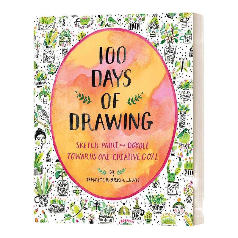 英文原版 100 Days Of Drawing Guided Sketchbook 进口艺术 100天手把手教你绘画 绘画技巧 英文版 进口英语原版书籍