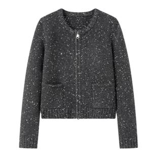 华吉言【星辰】特种流星金点子纱小香风针织开衫外套