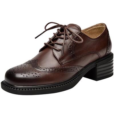 beau英伦风方头春秋新款粗跟女鞋