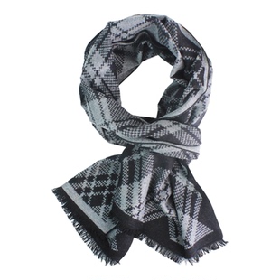 男士蚕丝真丝围巾男礼盒装保暖蚕桑丝拉绒灰色丝绒长条配大衣围脖