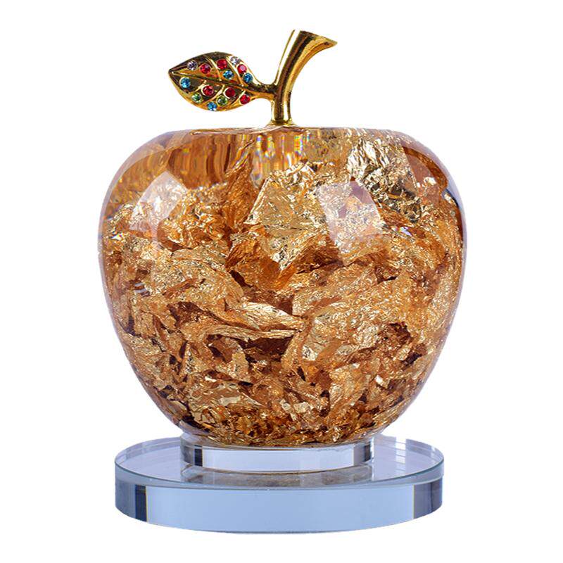 金箔水晶苹果摆件 福袋平安果圣诞节生日礼物客厅装饰品开业礼品