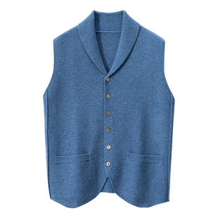 秋冬男士羊绒衫马甲开衫青果领时尚商务休闲保暖背心坎肩针织上衣