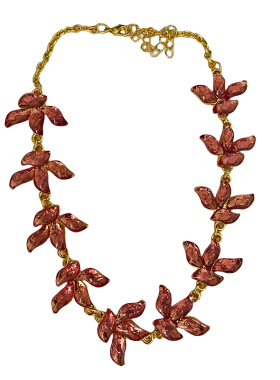 欧韩粉色花朵女项链锁骨链