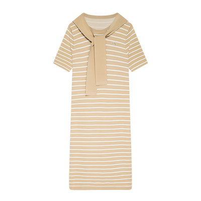 DKNY水手领条纹提花针织连衣裙