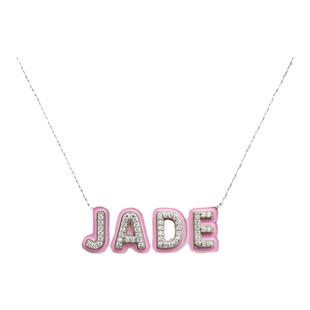 彩色的名字项链!定制珐琅彩轮廓密镶字母项链多巴胺小众高级感