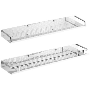 浴室免打孔不锈钢壁挂置物架免钉墙上厨房调料收纳架洗漱台托盘架