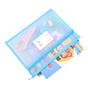 百利文学生科目分类袋双层A4立体文件袋EVA加宽大容量透明拉链式防水手提补习袋初中生各科作业补课拎书包