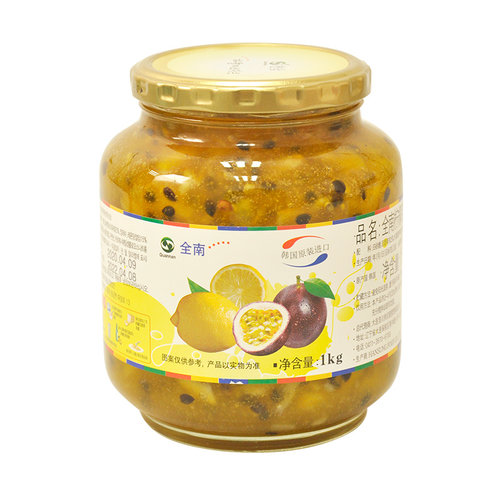 韩国进口全南柠檬百香果茶1kg水果酱泡水喝的冲饮品罐装夏季饮品