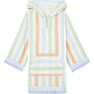 【38开门红】ZIMMERMANN女童连帽流苏贴花条纹棉质巴里纱罩裙