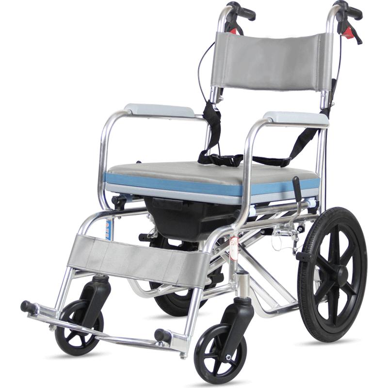 铝合金折叠便携带坐便器瘫痪残疾人专用车轮椅多功能可洗澡代步车