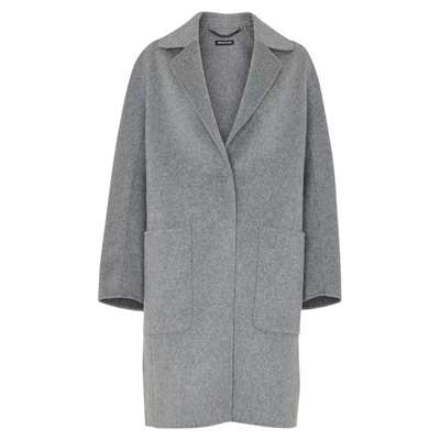 WHISTLES浅灰色羊毛毛呢大衣外套西服领中长款对称口袋通勤百搭
