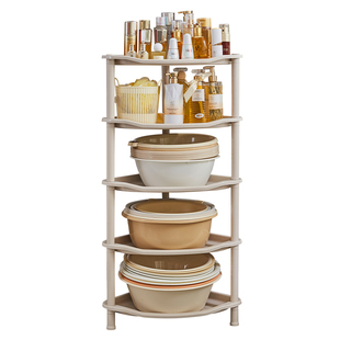 浴室置物架卫生间三角形脸盆架带轮厕所洗手间塑料收纳架多层落地