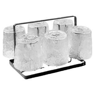 高颜值冰川玻璃杯家用客厅待客水具套装带杯架果汁杯茶杯喝水杯子