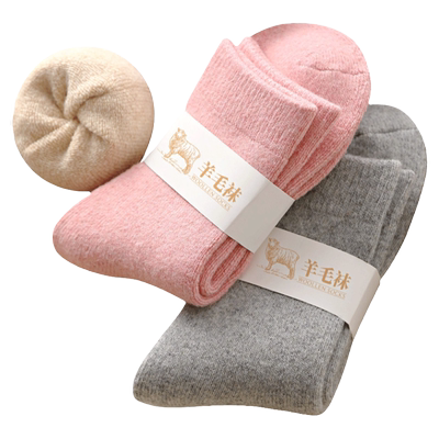 加厚羊毛袜女秋冬季保暖毛圈袜