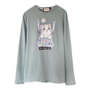 可爱猫 大码女装胖mm2024年秋装冬装新款长袖打底衫加绒t恤上衣
