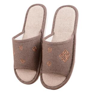 亚麻拖鞋男家用特大码春秋居家室内防滑四季大号棉麻布艺地板拖女