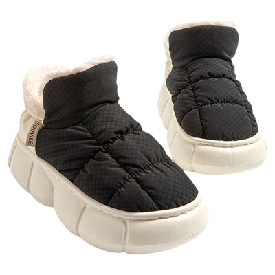 高端防水布面棉拖鞋高帮保暖冬新款包跟加绒加厚底雪地靴男女MX51