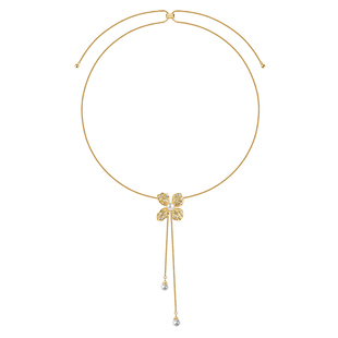 Onchic浮梦流苏项链花朵珍珠长款y字金色毛衣链女银可调节叠戴