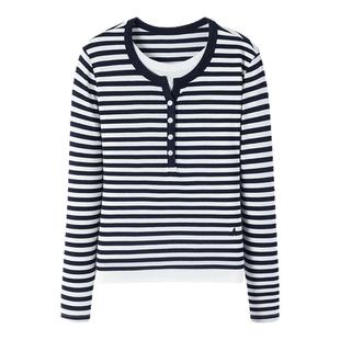 【天丝】Navigare意大利小帆船长袖条纹T恤女秋季新款休闲海魂衫