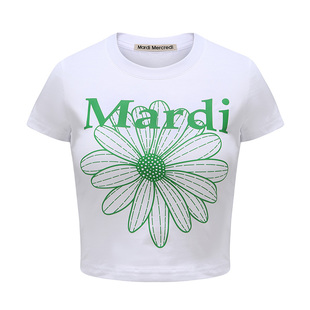 MardiMercredi经典辣妹小雏菊短袖t恤女短款紧身上衣韩系小个子