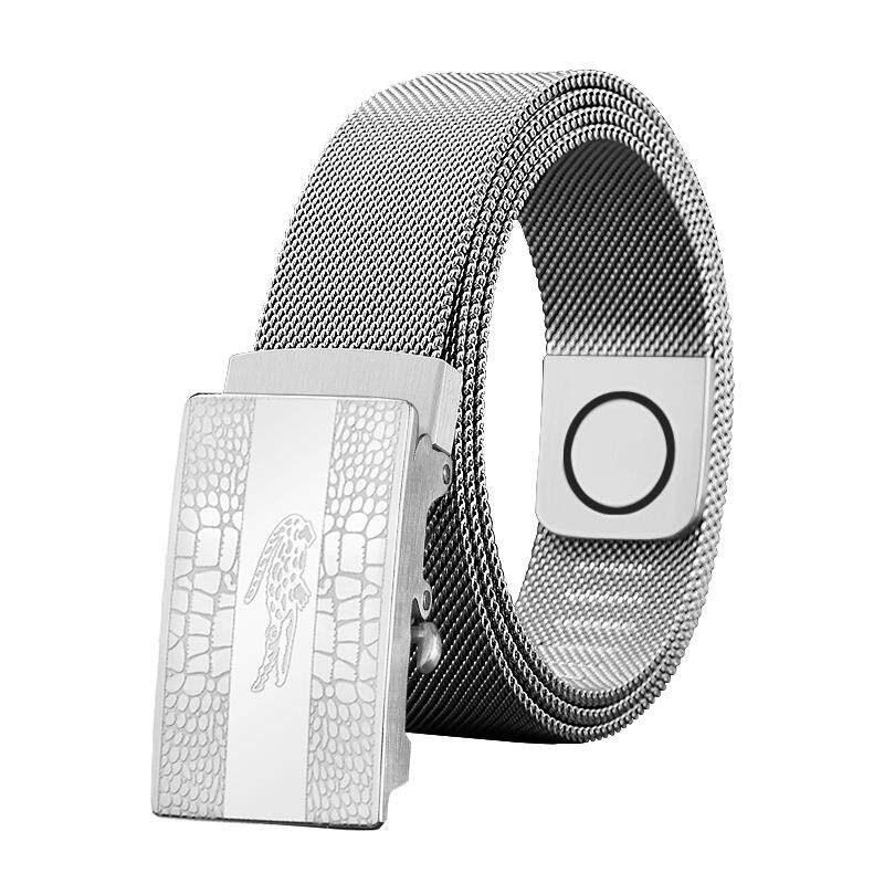 不锈钢金属腰带无牙无孔男士纯钢编织腰带中青年户外防身裤带加长