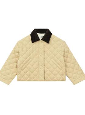 CLUB MONACO 2026年秋冬女士复古撞色菱格绗缝短款棉服