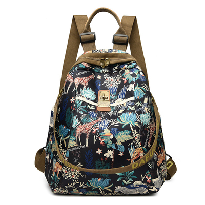 小清新国风双肩包女2025新款时尚休闲牛津布女士背包大容量旅行包