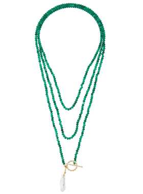 自然绿色玉髓吊坠珍珠母贝