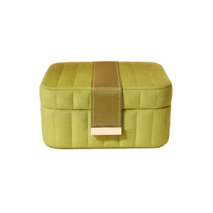 新款大容量绒布首饰盒网红项链耳钉手镯防氧化高档轻奢珠宝收纳盒