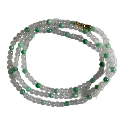 缅甸翡翠A货双彩小米珠项链3.8mm