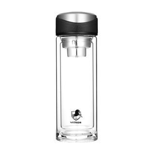 亚泰双层玻璃杯隔温泡茶大容量加厚耐热便携过滤网不锈钢杯盖水杯