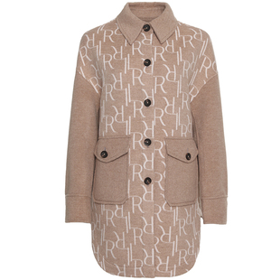 【绵羊毛】Ruco Line如卡莱字母印花毛呢大衣羊毛外套女商场同款