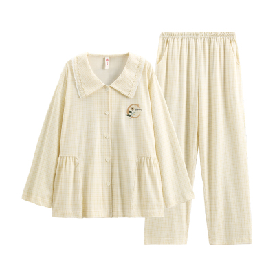 芬腾睡衣女纯棉长袖春夏季套装