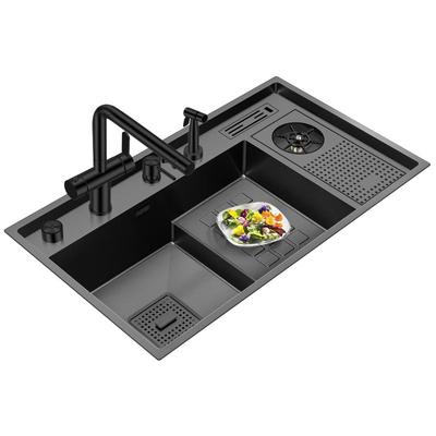 阿萨斯阶梯式304不锈钢黑色手工水槽