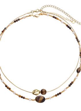 复古轻奢串珠项链女秋冬雅丹风优雅气质毛衣链简约百搭叠戴锁骨链