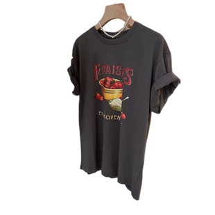 vintage古着印花纯棉短袖T恤女夏设计感半袖体恤宽松学生半袖上衣