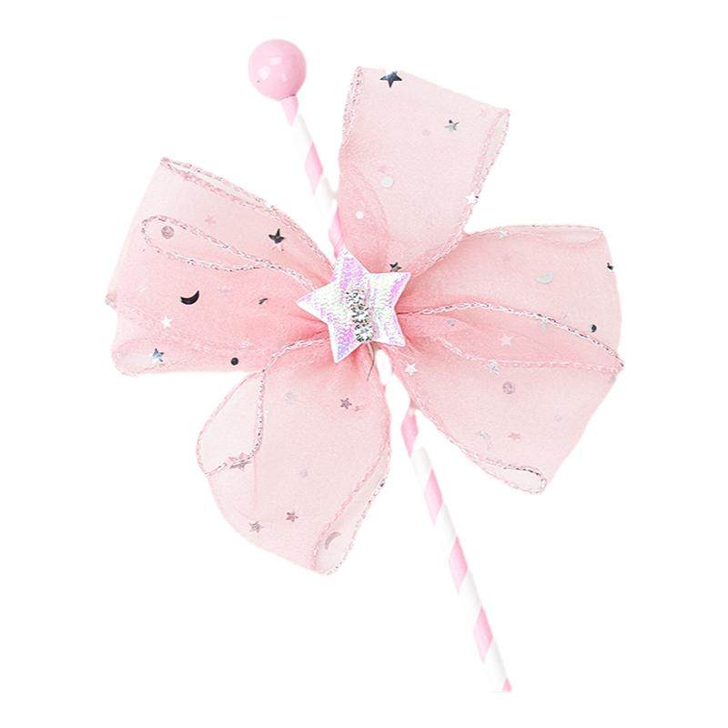 蝴蝶结仙女棒蛋糕装饰品唯美插件五角星带网纱生日插牌甜品台摆件