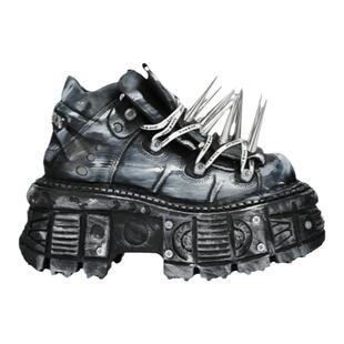 New Rock官方正品西班牙潮牌新款做旧系列金属尖刺坦克厚底鞋
