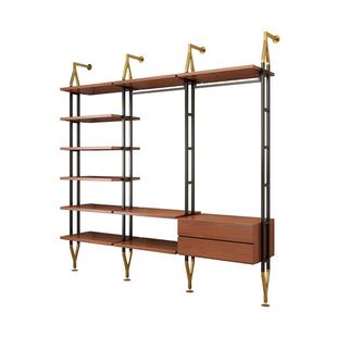 步入式衣柜挂墙式金属衣帽间置物架铁艺开放式衣架落地卧室挂衣架