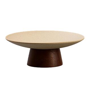 陶土中式果盘禅意糕点粗陶瓷零食精致茶点水果盘高脚点心客厅家用