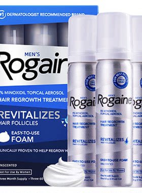 Rogaine/培健落健5%米诺地尔酊生发液男女性专用泡沫剂60ml*3瓶装